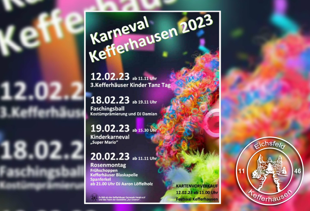 Fasching in Kefferhausen Ninivee 12.02. bis 20.02.2023 - Flyer