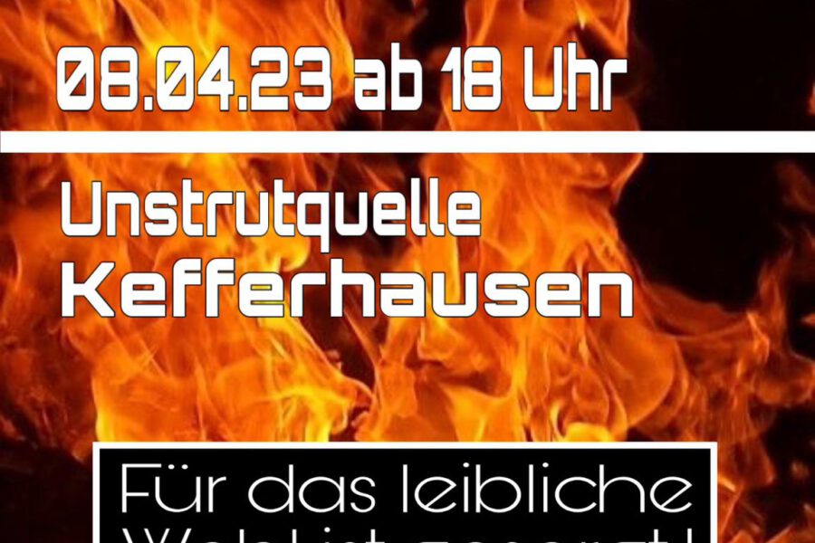 Osterfeuer in Kefferhausen am 08.04.2023 an der Unstrutquelle ab 18 Uhr