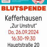 Blutspende in Kefferhausen am 26. September 2024 in der Gaststätte "Zur Unstrut"