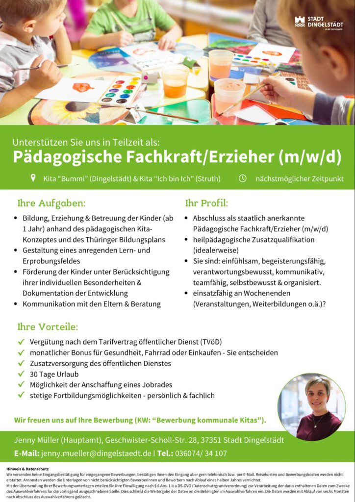 Stellenanzeige Erzieherin 2025