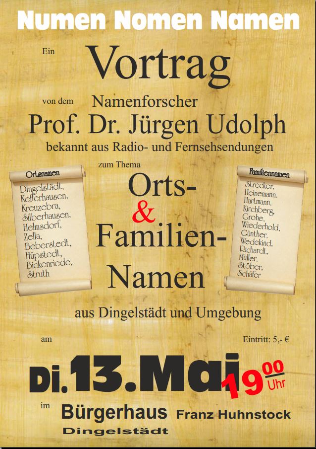 Flyer zum Vortrag zur Namenforschung