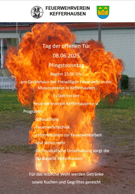Flyer zum Tag der offenen Tür der Feuerwehr Kefferhausen